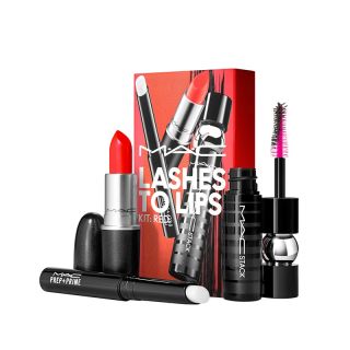 giftset eye & lip lashes to lips red for Women 3pcs Mac