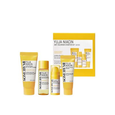 giftset Yuja Niacin Anti Blemish Starter Kit Women and Men 4 pcs some by mi