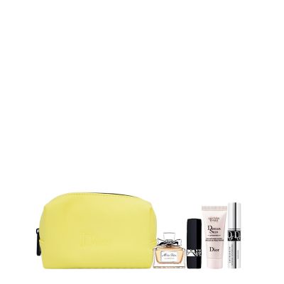 giftset miniature makeup and yellow bag for Women 5pcs Dior